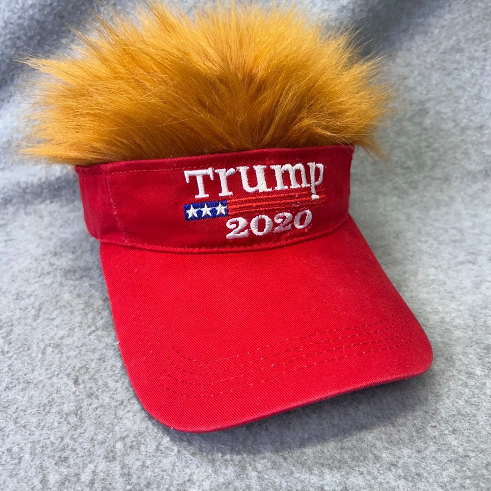 Trump 2020 Red Unbranded Novelty Faux Fur Hair Visor Hat Adjustable OSFM